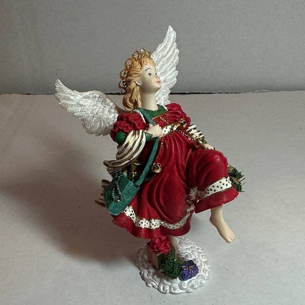Traditional Christmas Angel Decor in Red and Green